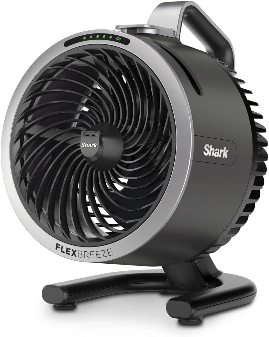 Shark FlexBreeze HydroGo – Leistungsstarker Nebelventilator, Kühlung im Innen- und Außenbereich, Leise und langlebig, Mit und ohne Kabel, Kompakt und Leicht, 5 Geschwindigkeiten, Anthrazit FA050EU